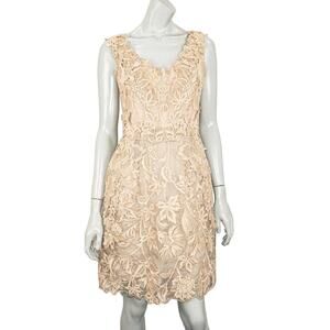 KOBI HALPERIN $648 Emme Lace Dress Champagne beig Silk Size 6